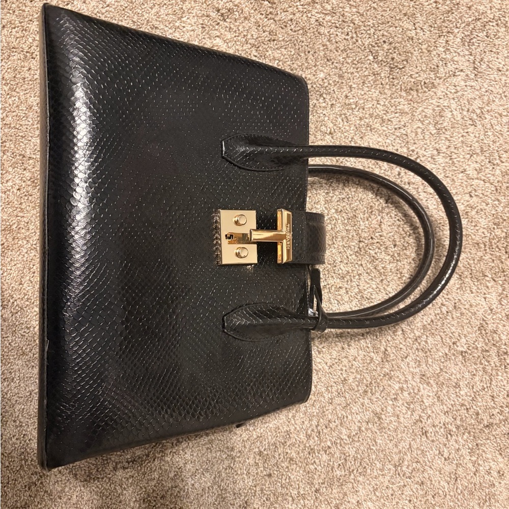 Trussardi tulip tote MD python. BRAND NEW. Black. Bag.